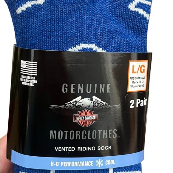 Harley-Davidson Black and Blue Sock Bundle, Size L, NWT Made in USA - Picture 3 of 6